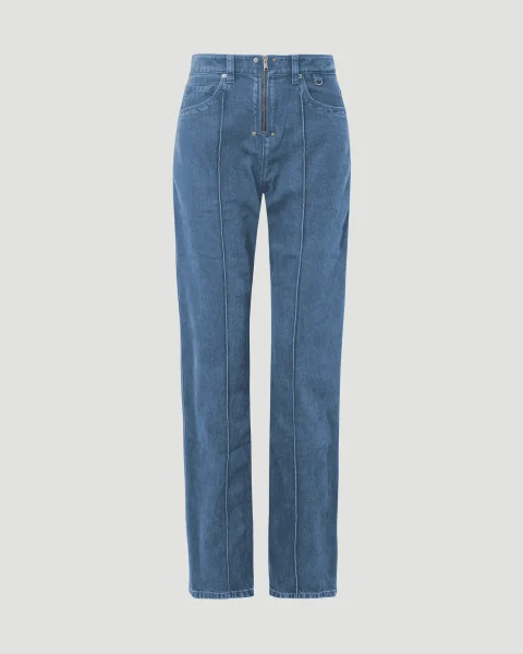Silviana Straight-Leg Denim Jeans in Light Blue