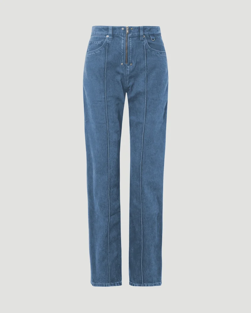 Silviana Straight-Leg Denim Jeans in Light Blue