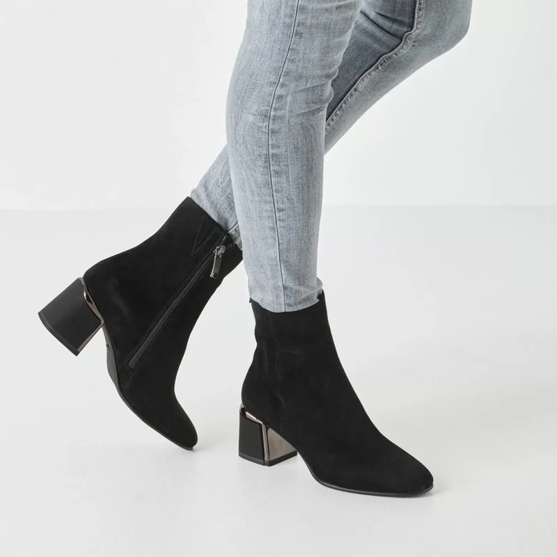 Дамски Боти На Ток TAMARIS – 1-25341-45-004 BLACK SUEDE — снимка 6