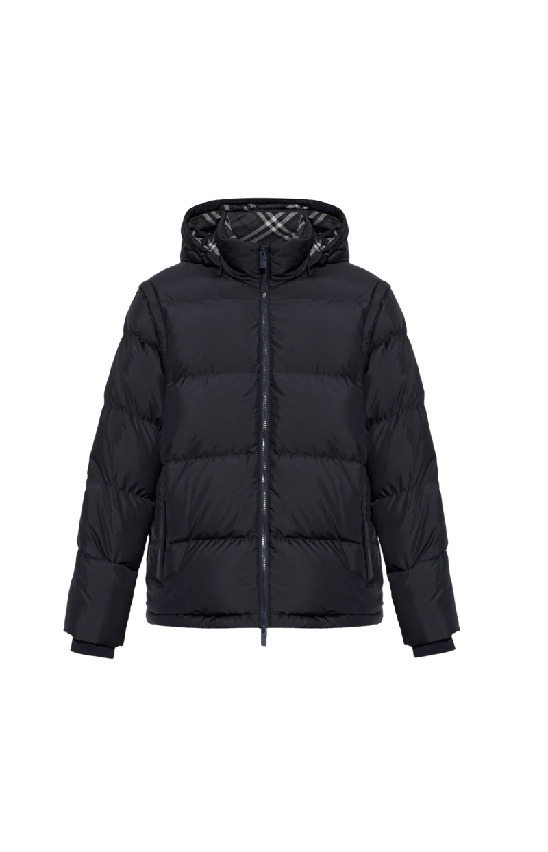 Hooded Puffer Jacket in Navy