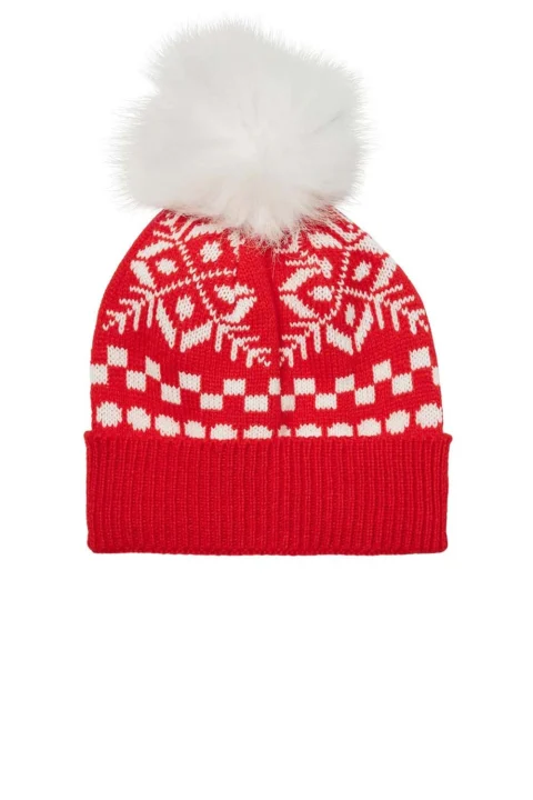 шапка Vmsnowflake Pattern Beanie Xmas 10272235 18-1663 TCX Chinese Red