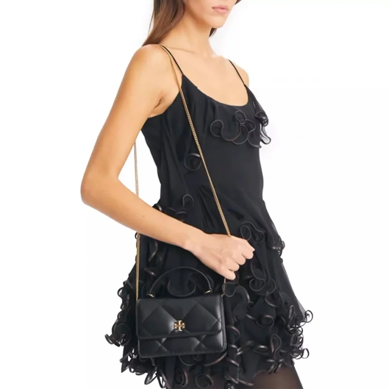 Дамска черна чанта MINI KIRA DIAMOND TORY BURCH — снимка 6