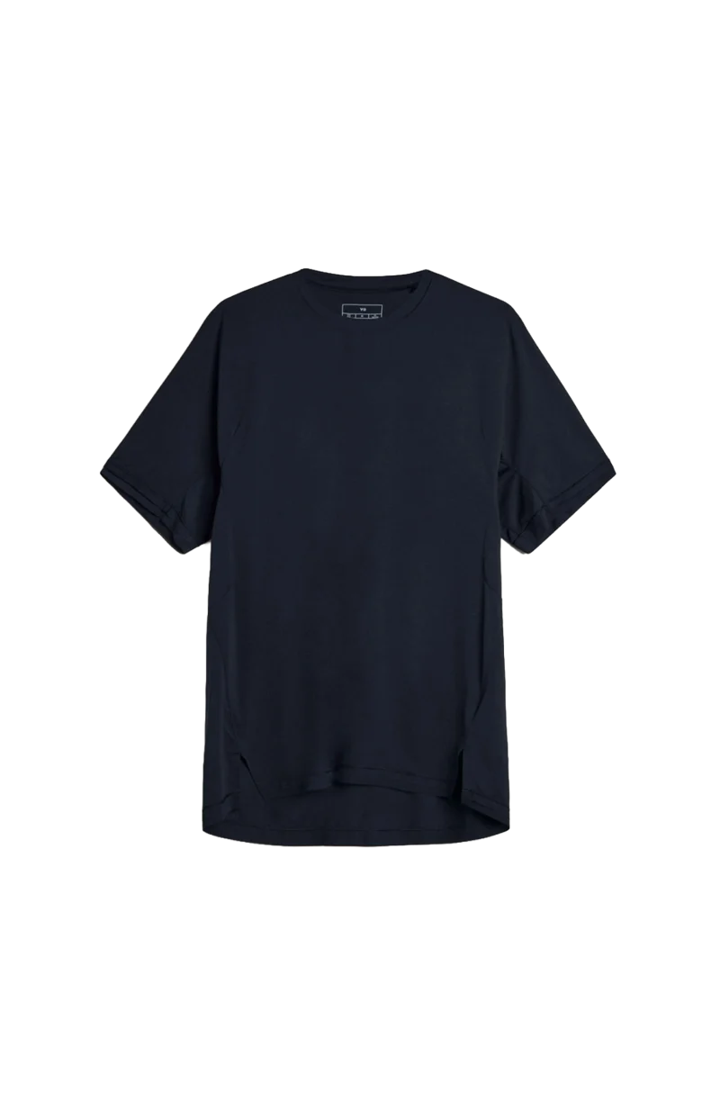 Mesh-Panel Running Short Sleeve Tee in Black