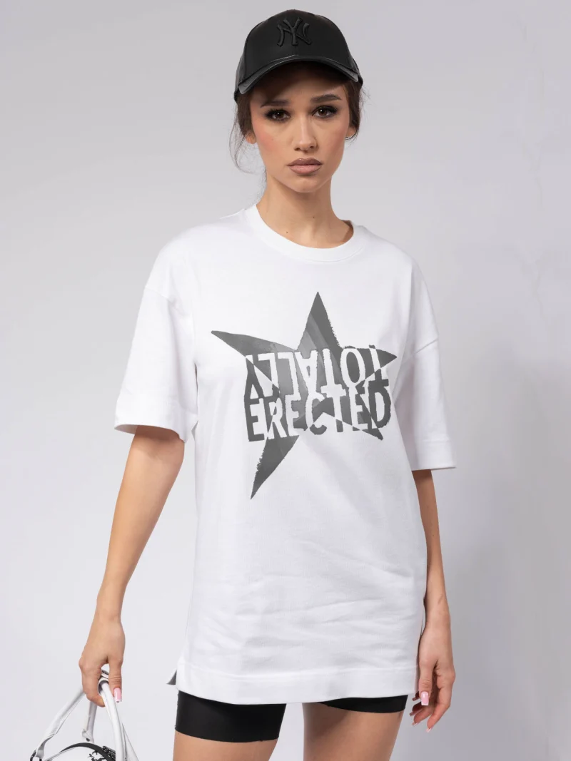 Бяла овърсайз тениска GREY STAR