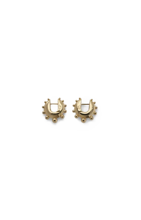 Beaded Hoop Earrings in Gold — снимка 2
