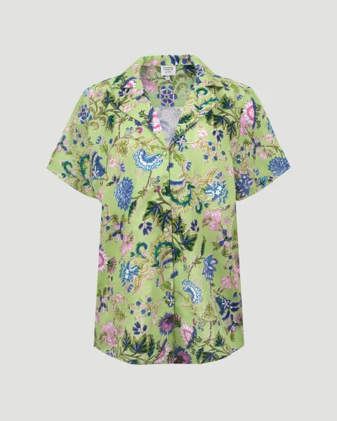 Floral Short Sleeve Shirt in Green