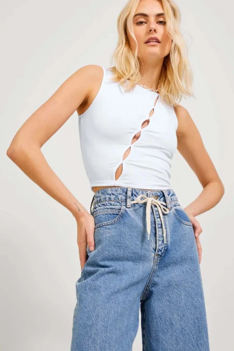 Top Jxhannah Stretch Sl Top Jrs 12233816 11-0601 TCX bright white — снимка 2