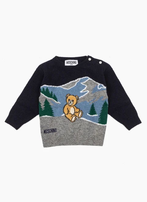 Пуловер от вълна с принт Moschino Kids