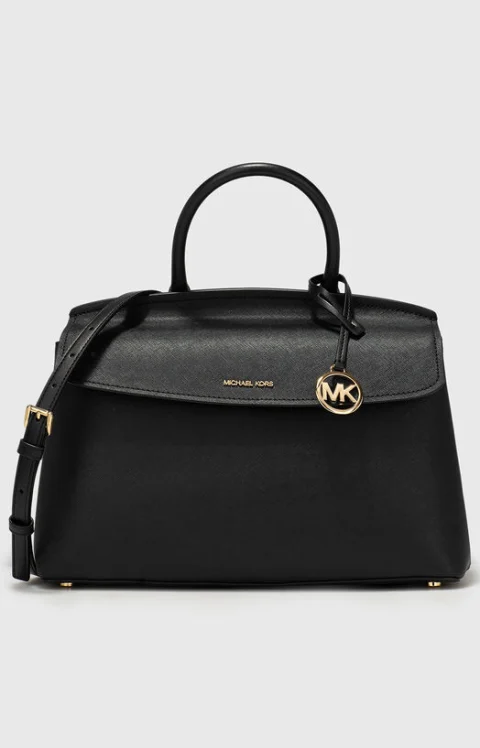 Черна чанта MD TH SATCHEL от естествена кожа