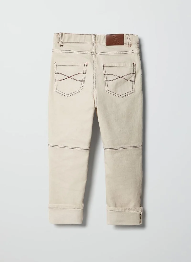 Деним с контрастни детайли Brunello Cucinelli Kids 6 — снимка 2