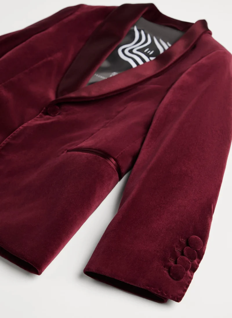 Сако от кадифе със сатенени детайли Brunello Cucinelli Kids 8 — снимка 3