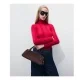 Дамска кафява чанта LOCK SUEDE TORY BURCH — снимка 6