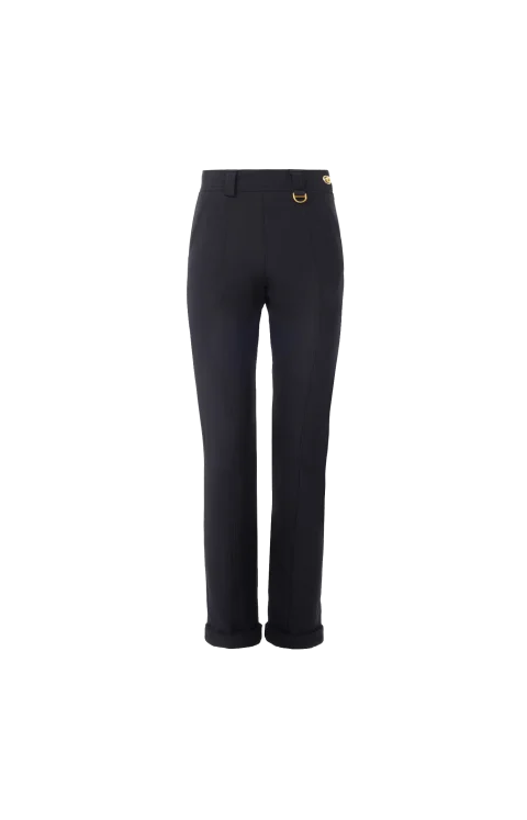 High-Rise Fitted Pants in Stretch Tricotine