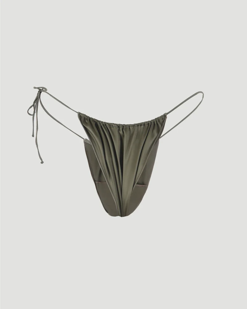 Satin Microkini in Green — снимка 8