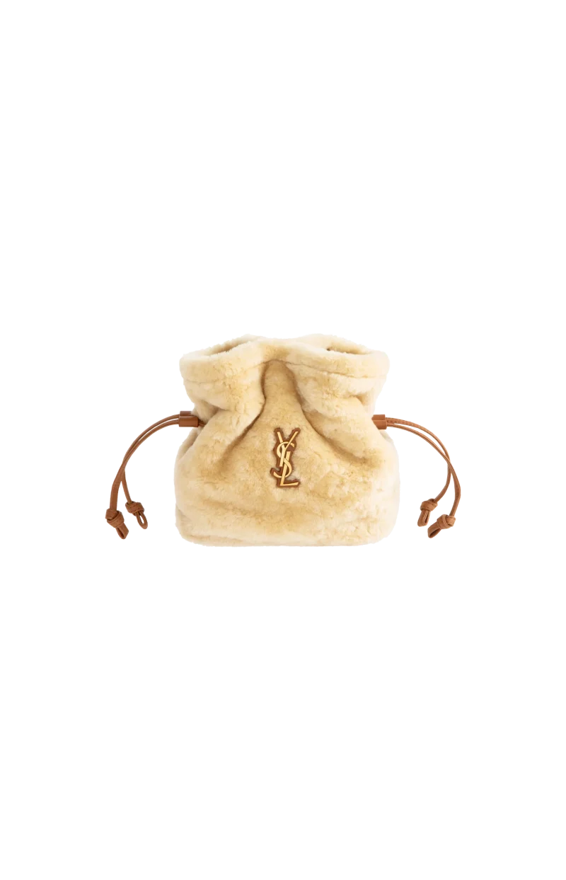 Jamie Shearling Mini Shoulder Pouch in Natural