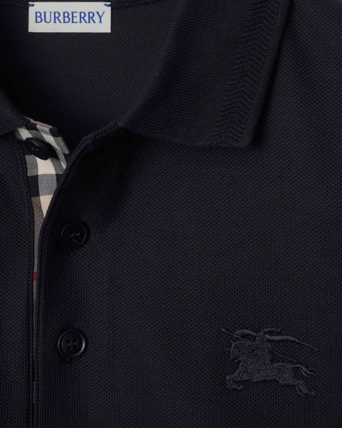Cotton Polo Shirt in Coal Blue — снимка 2