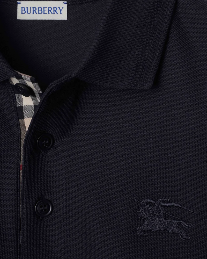 Cotton Polo Shirt in Coal Blue — снимка 2
