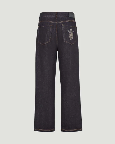 Straight Fit Long Jeans in Dark Blue — снимка 2