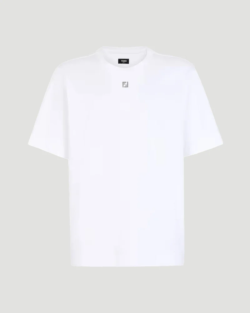 T-Shirt with Metal FF Appliqué in White