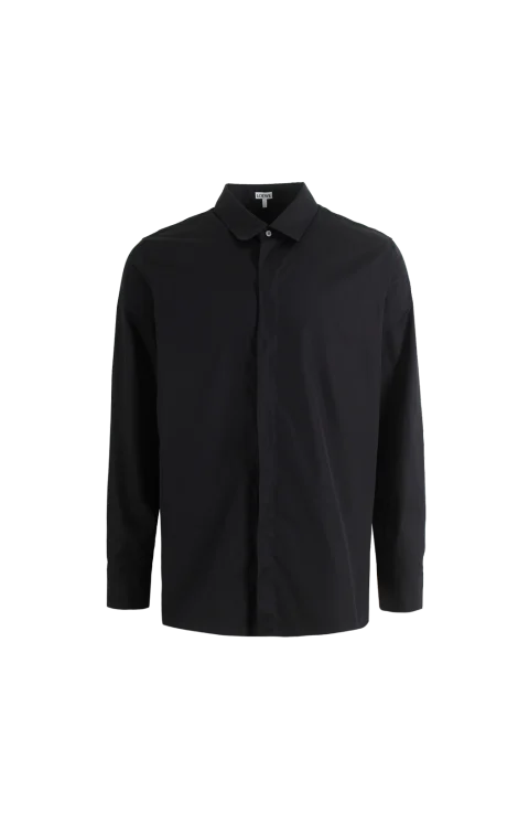 Lightweight Cotton Poplin Shirt in Black