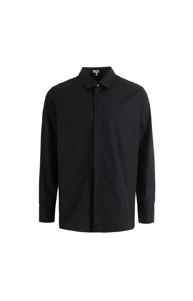 Lightweight Cotton Poplin Shirt in Black