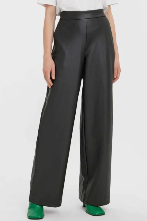 Панталони Vmcookie Hr Wide Coated Pant Noos 10267709 C-N10 black — снимка 2