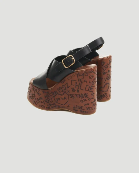 Maxime Wedge Sandal in Black — снимка 4