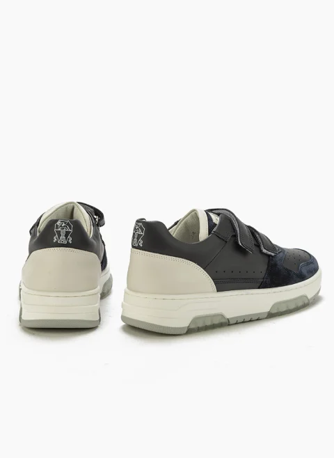Кожени кецове с велурени детайли Brunello Cucinelli Kids — снимка 3