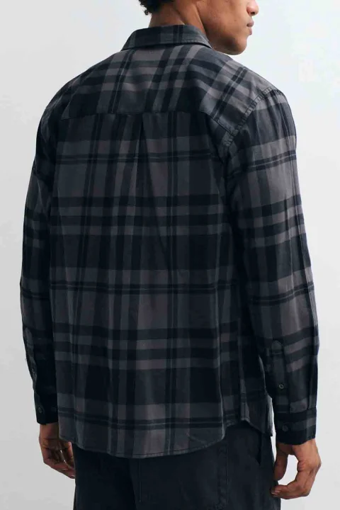 Риза Jjjames Flannel L/S 12299163 19-0201 TCX asphalt — снимка 2