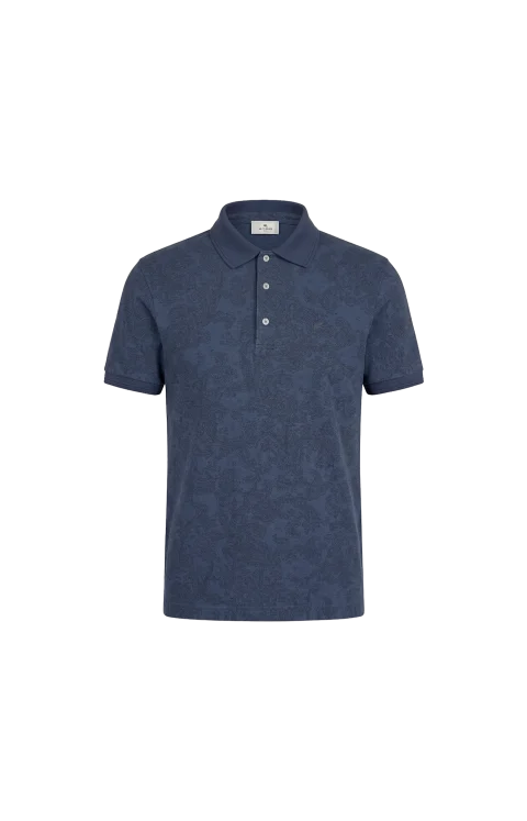 Cotton Polo Shirt with Arnica Motif