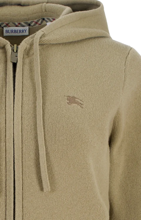 Cashmere Blend Zip Hoodie in Beige — снимка 3