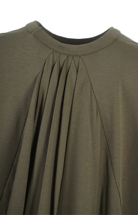 Khaki T-Shirt with Pleats on the Back — снимка 3