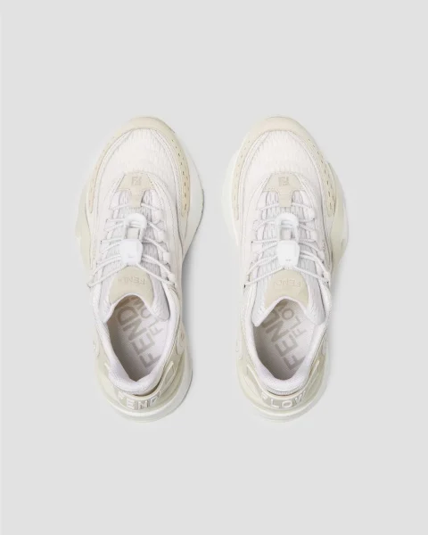 Fendi Flow Sneakers in White Mesh and Suede — снимка 3