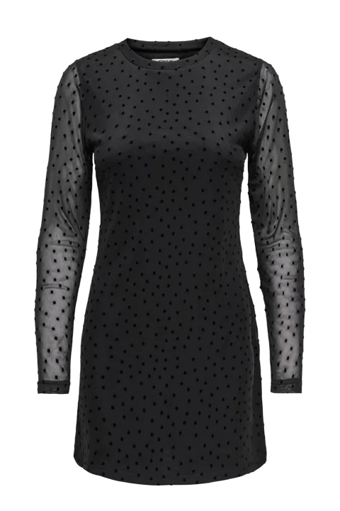 Рокля Onlnova L/S Mesh Short 15380361 C-N10 black/743 black dots
