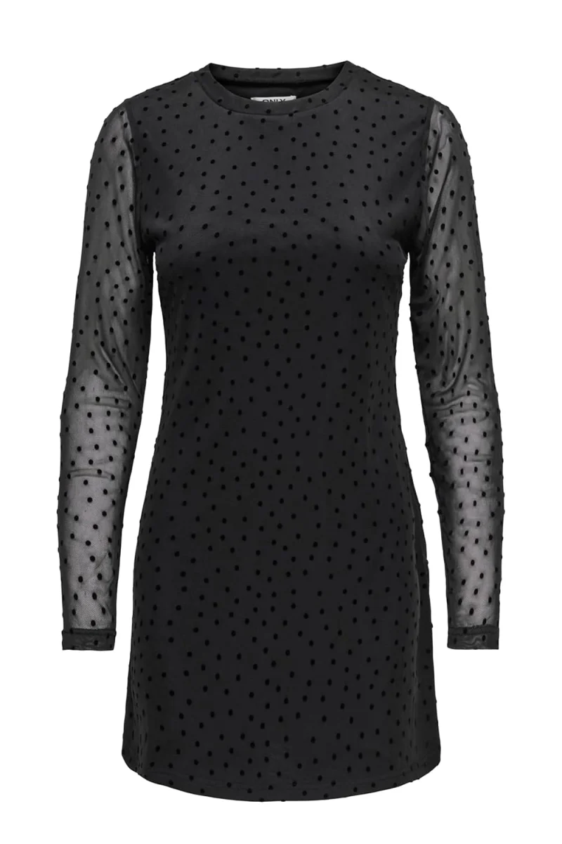 Рокля Onlnova L/S Mesh Short 15380361 C-N10 black/743 black dots