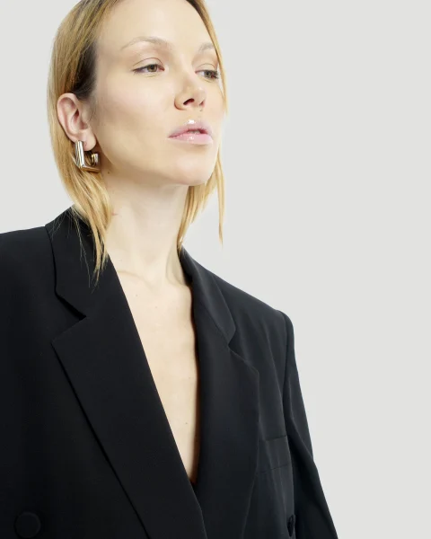 Split Square Hoop Earrings in Metal — снимка 3