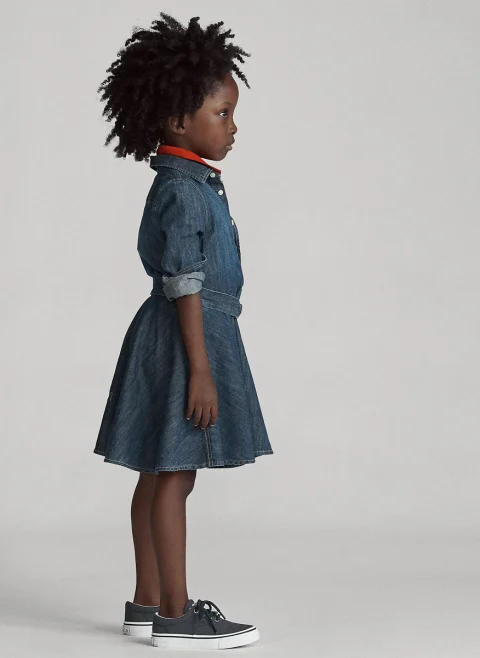 Рокля-риза от деним Ralph Lauren Kids 2-7 — снимка 4