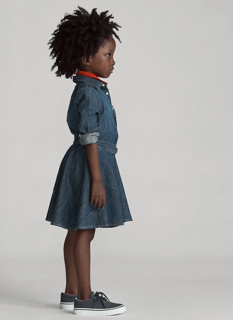 Рокля-риза от деним Ralph Lauren Kids 2-7 — снимка 4