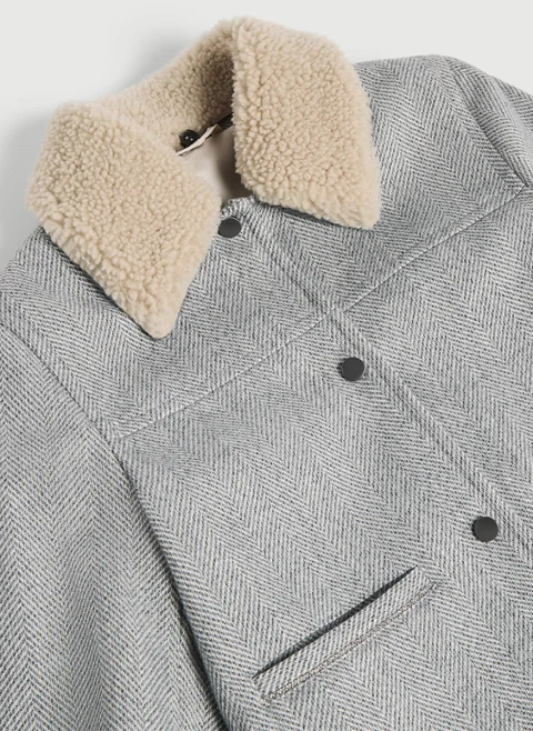Яке с пухкава яка 'Chevron' Brunello Cucinelli Kids 8-10 — снимка 3