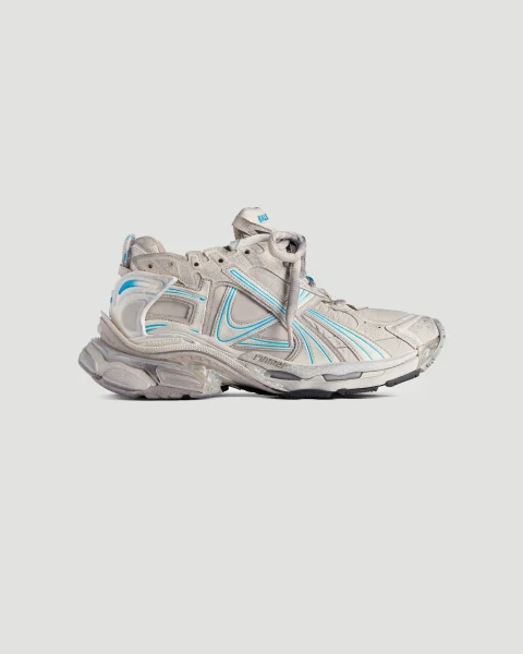 Runner Sneaker in Taupe and Blue