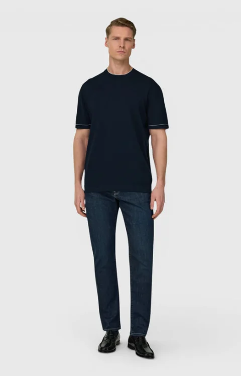 Тъмносини дънки с лого патч — снимка 4