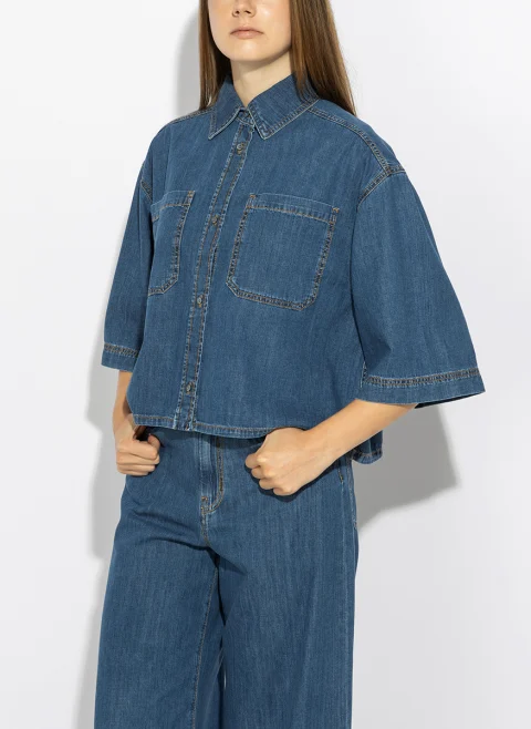 Риза от деним Weekend Max Mara Wkdzannata — снимка 4
