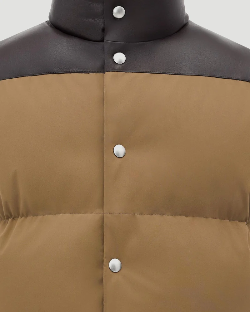Frosted Poplin and Leather Gilet — снимка 3
