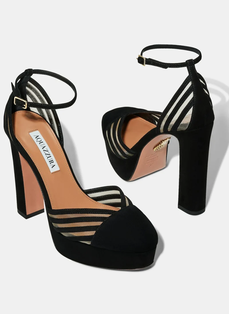 Велурени обувки на ток 'Alana Plateaus' Aquazzura — снимка 5