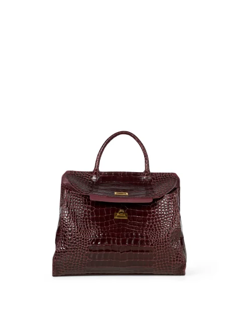 Кожена чанта 'Croc-effect' Visona Ornella — снимка 4