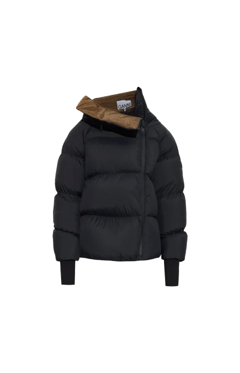 Animal Motif Down Jacket in Black — снимка 2