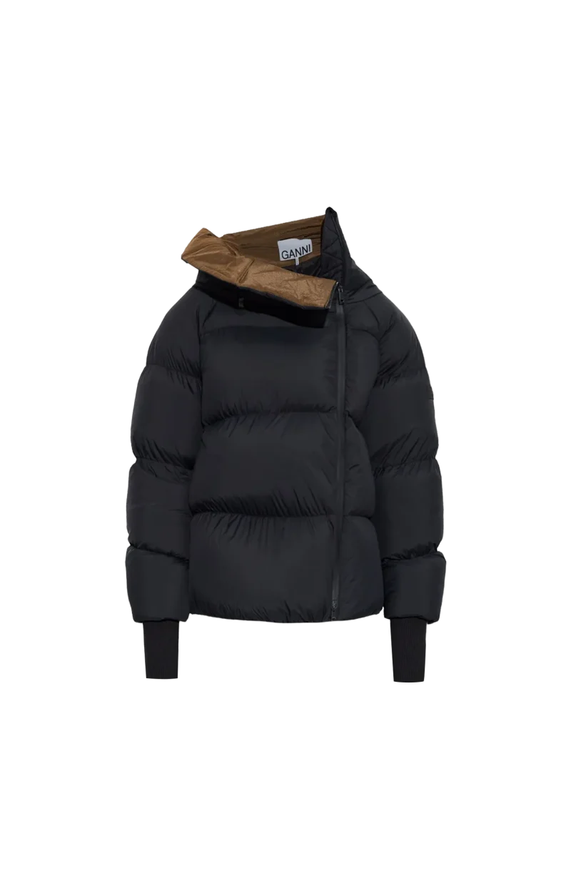 Animal Motif Down Jacket in Black — снимка 2