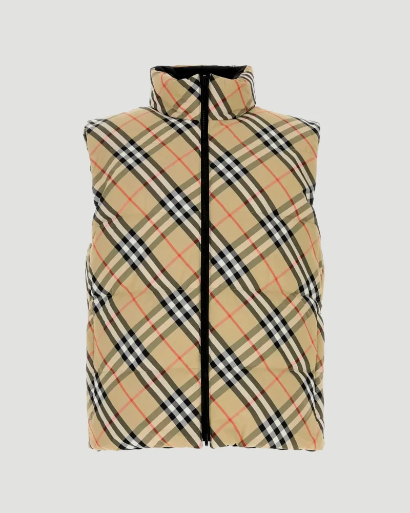 Men's Reversible Check Nylon Padded Gilet