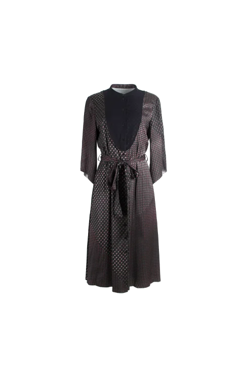 Printed Midi Shirt Dress in Black