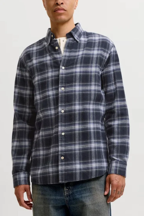 Риза Jjefield Check 12298946 19-3923 TCX navy blazer — снимка 2